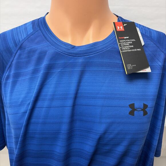 Under Armour Other - NEW Under Armour UA Training Shirt Men’s 2XL Blue Black Stripes HeatGear